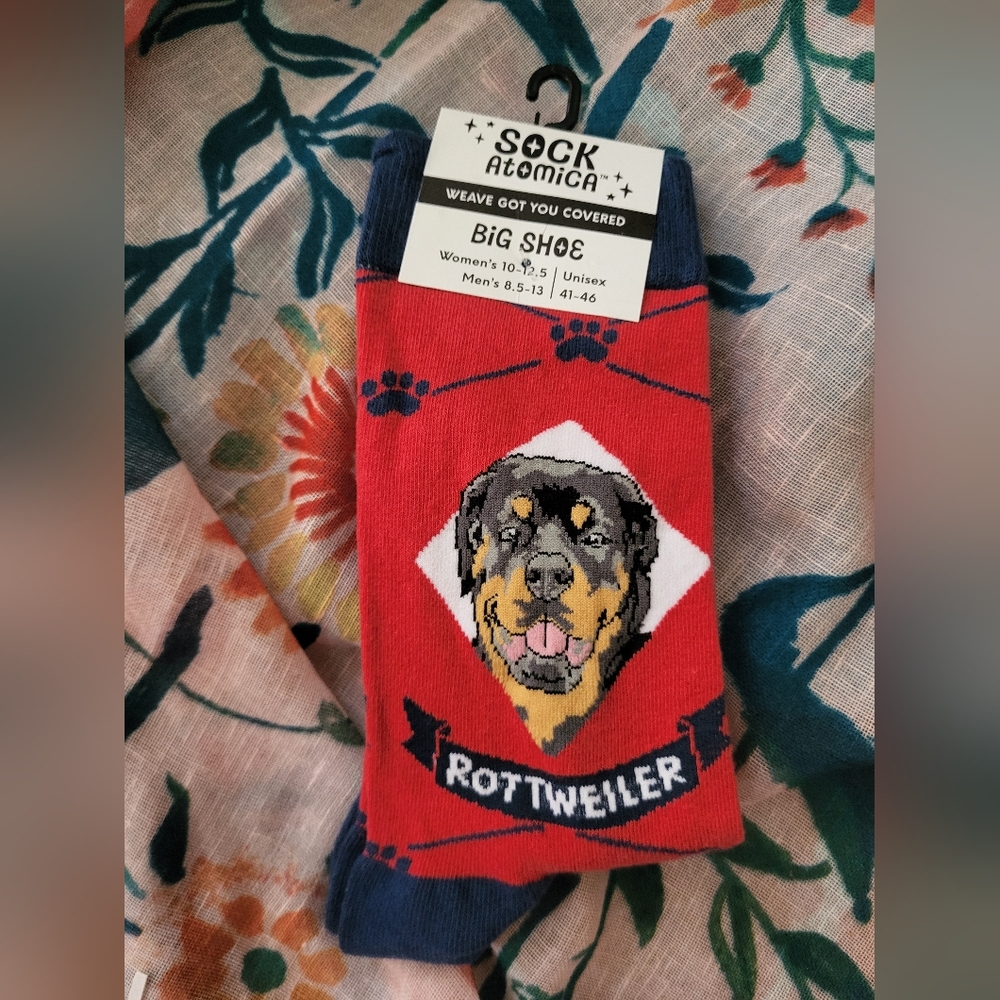 Sock Atomica Rottweiler Big Shoe Size Novelty Socks New